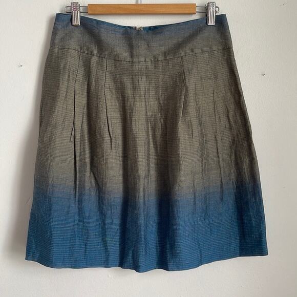 Vince linen cotton blend striped A line skirt with pockets sz 6 - Picture 1 of 9